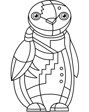 Abstract Penguin Coloring Page